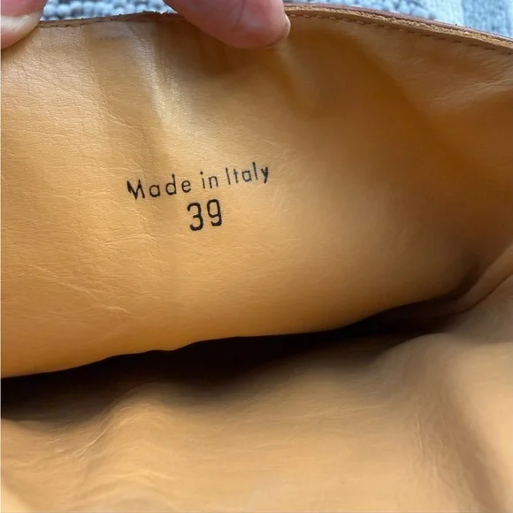 10022 shoes,Saks Fifth Ave, made in Italy, Moto style tan leather boots, EUC 39 - Picture 8 of 15